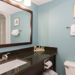 Full bathroom with vanity lighting and essential fixtures