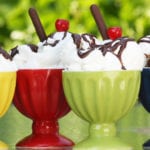Ice cream with chocolate syrup